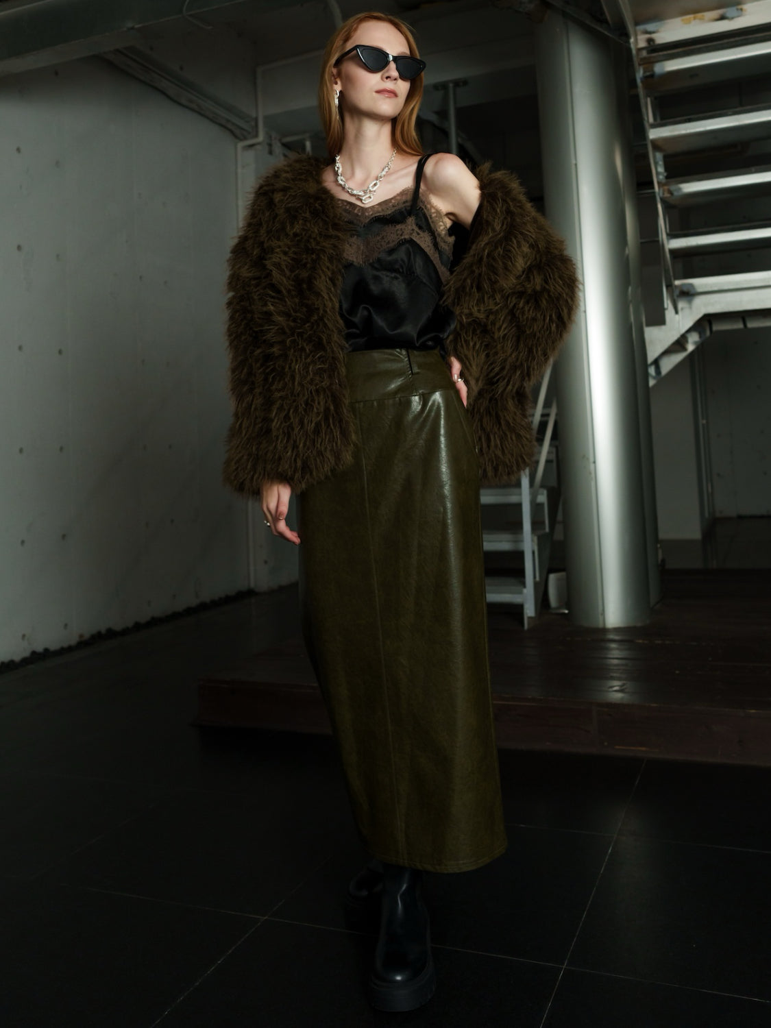 ノーカラー チベット Fur コート
