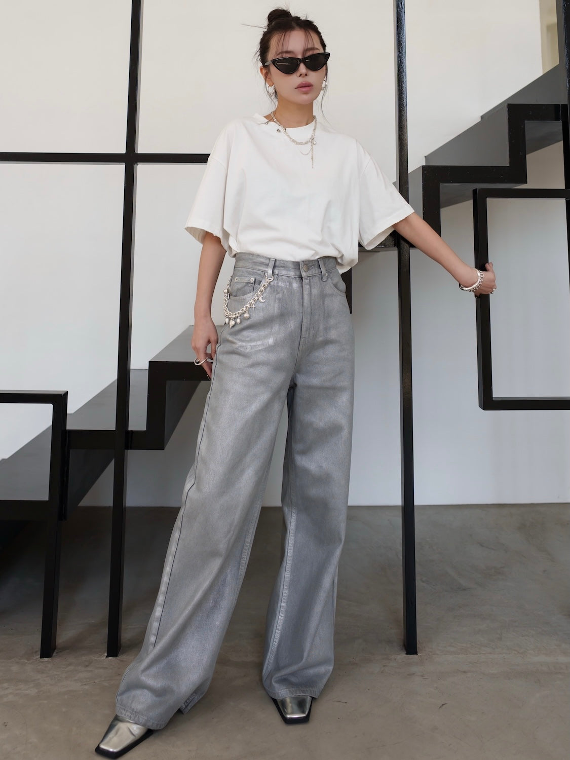 Short ピグメント ピアス Over TEE