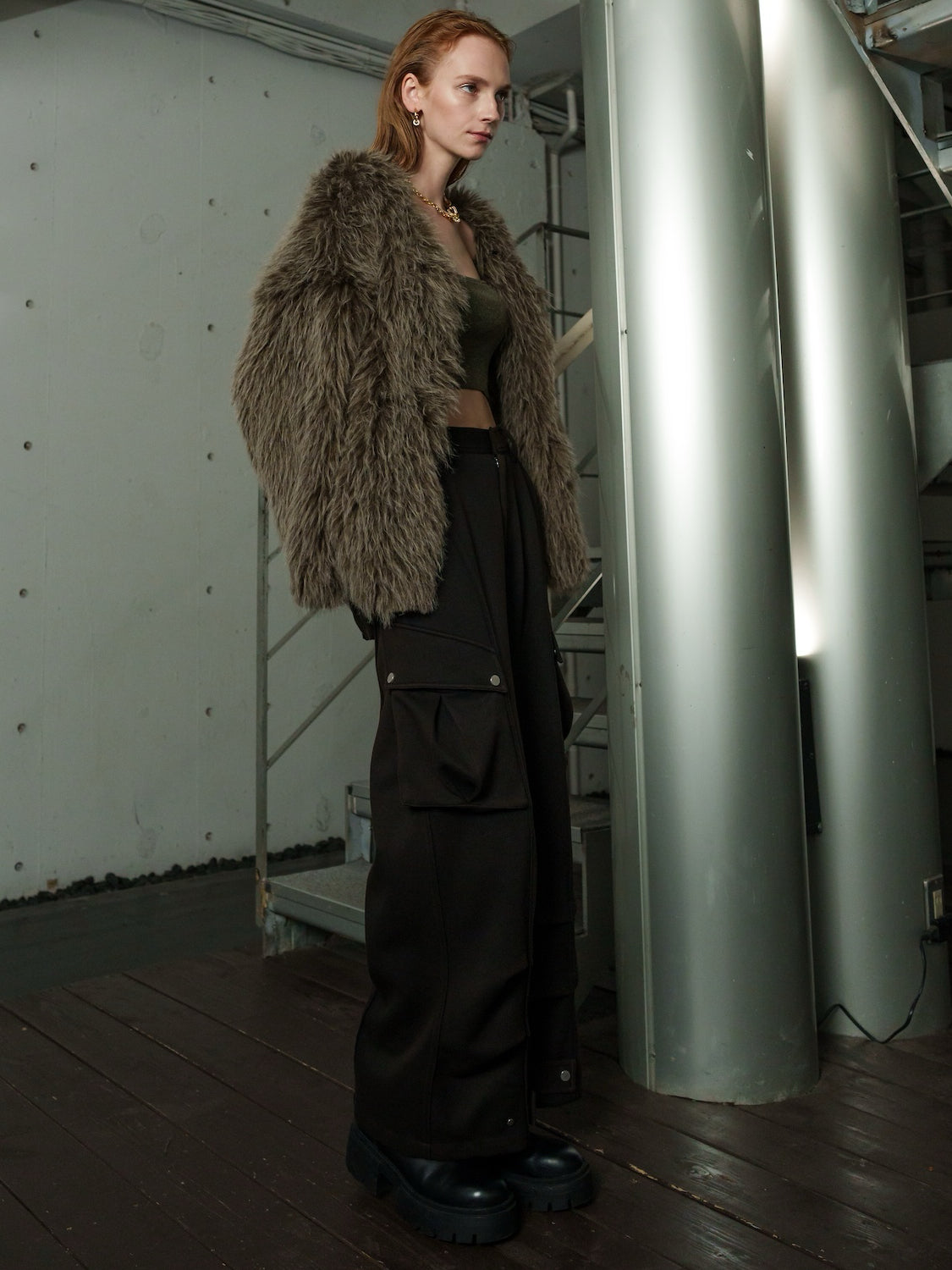 ノーカラー チベット Fur コート