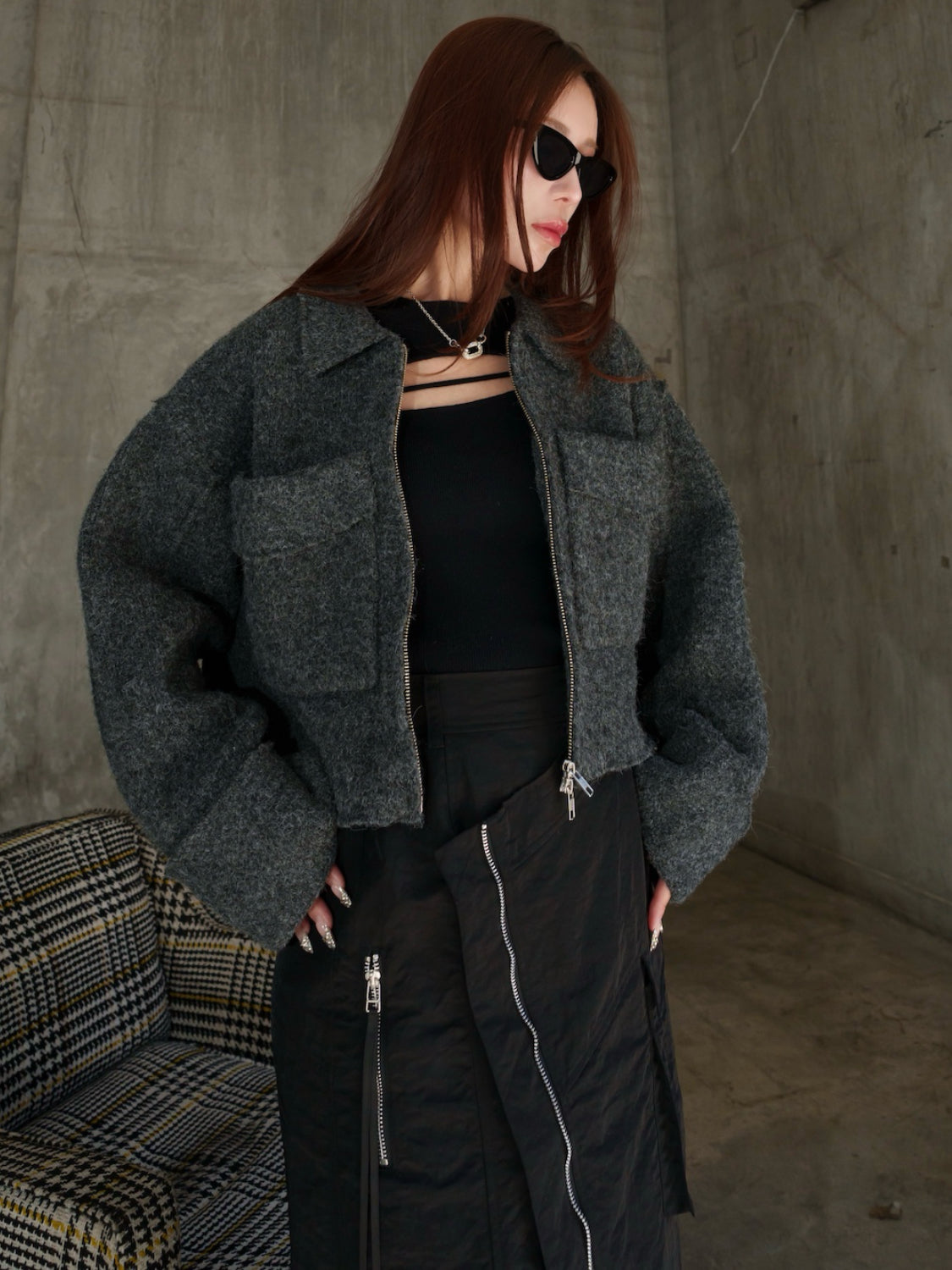 メルトンライク KNIT Zip コート