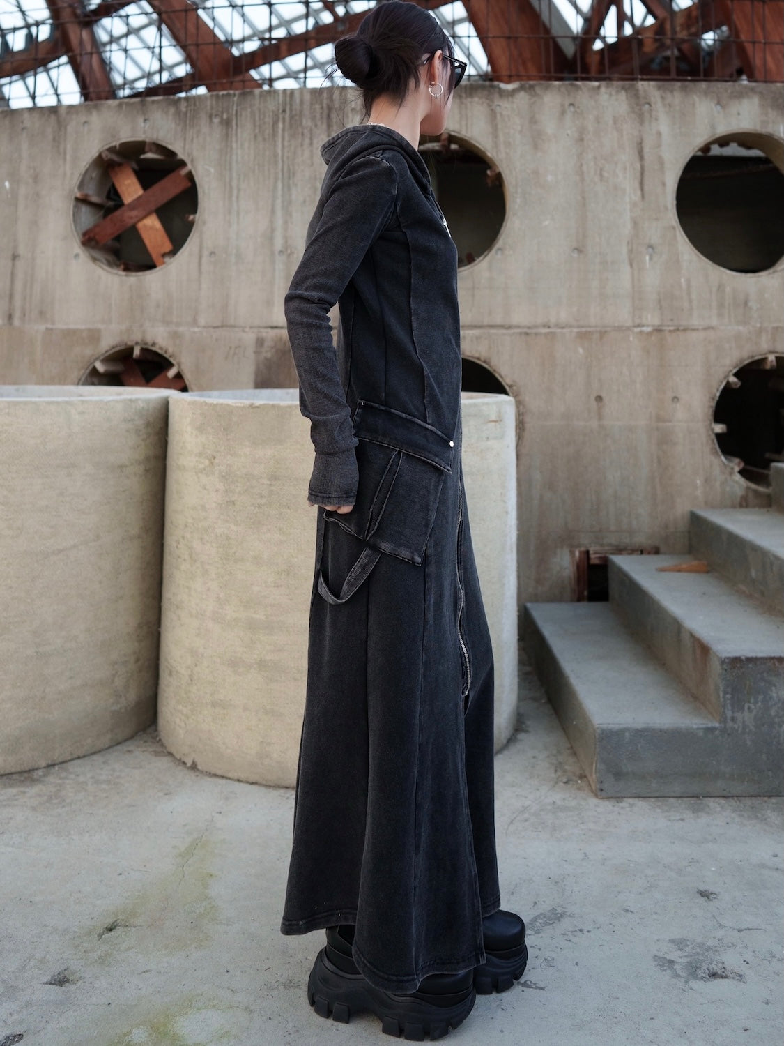 ピグメント Rib フーディー Zipワンピース