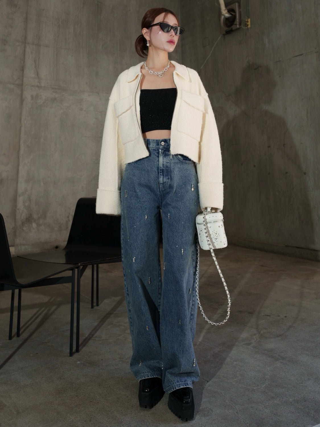メルトンライク KNIT Zip コート