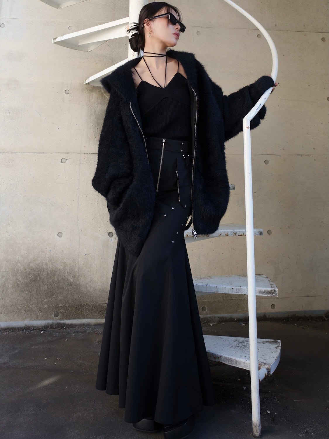 UNISEX] Shaggy ボンディング KNIT Zip フーディー