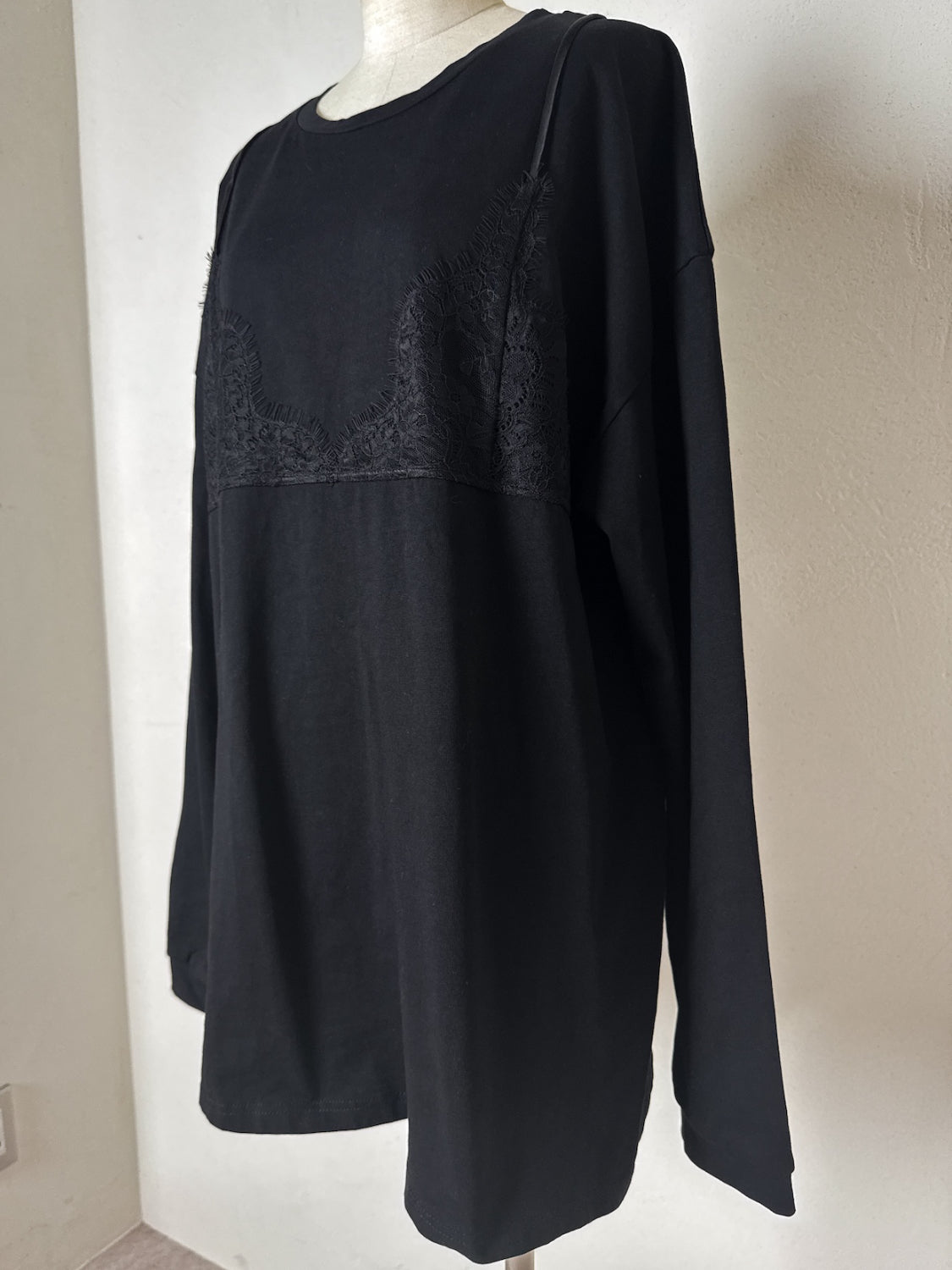 Washed レースビスチェ ロング Tシャツ