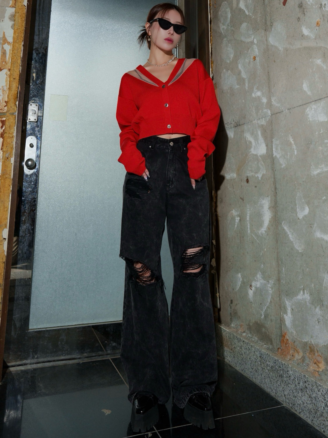 シアー Switch KNIT カーデトップス