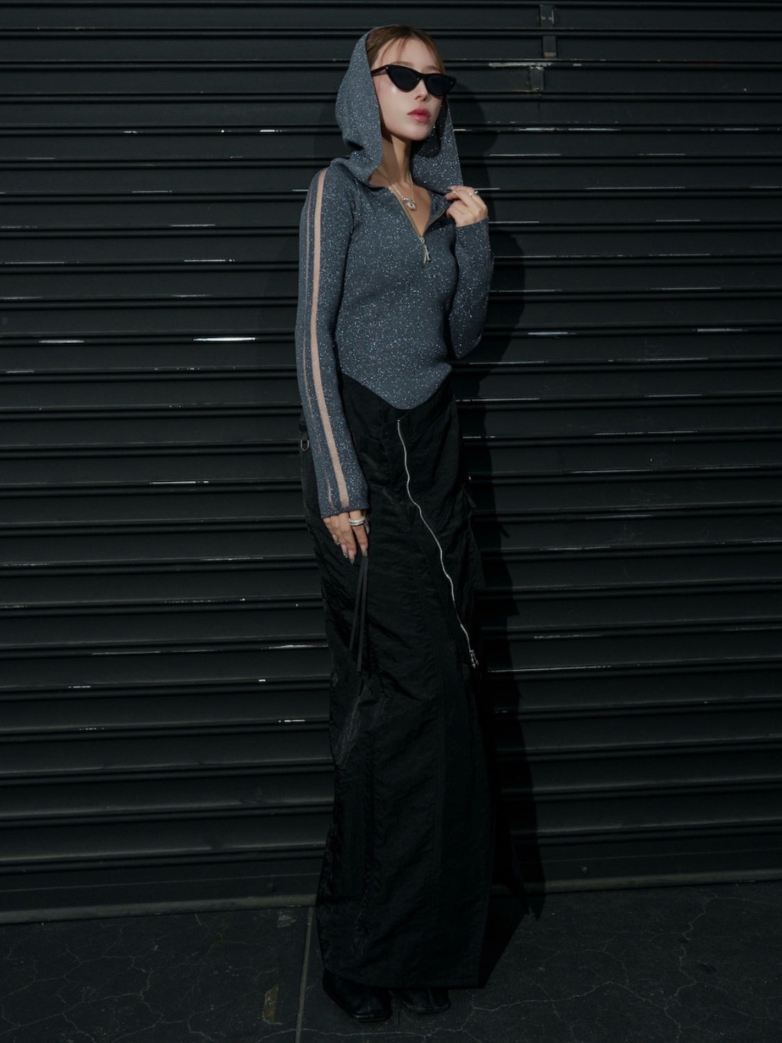 シアーライン Half ジップフーディー KNIT