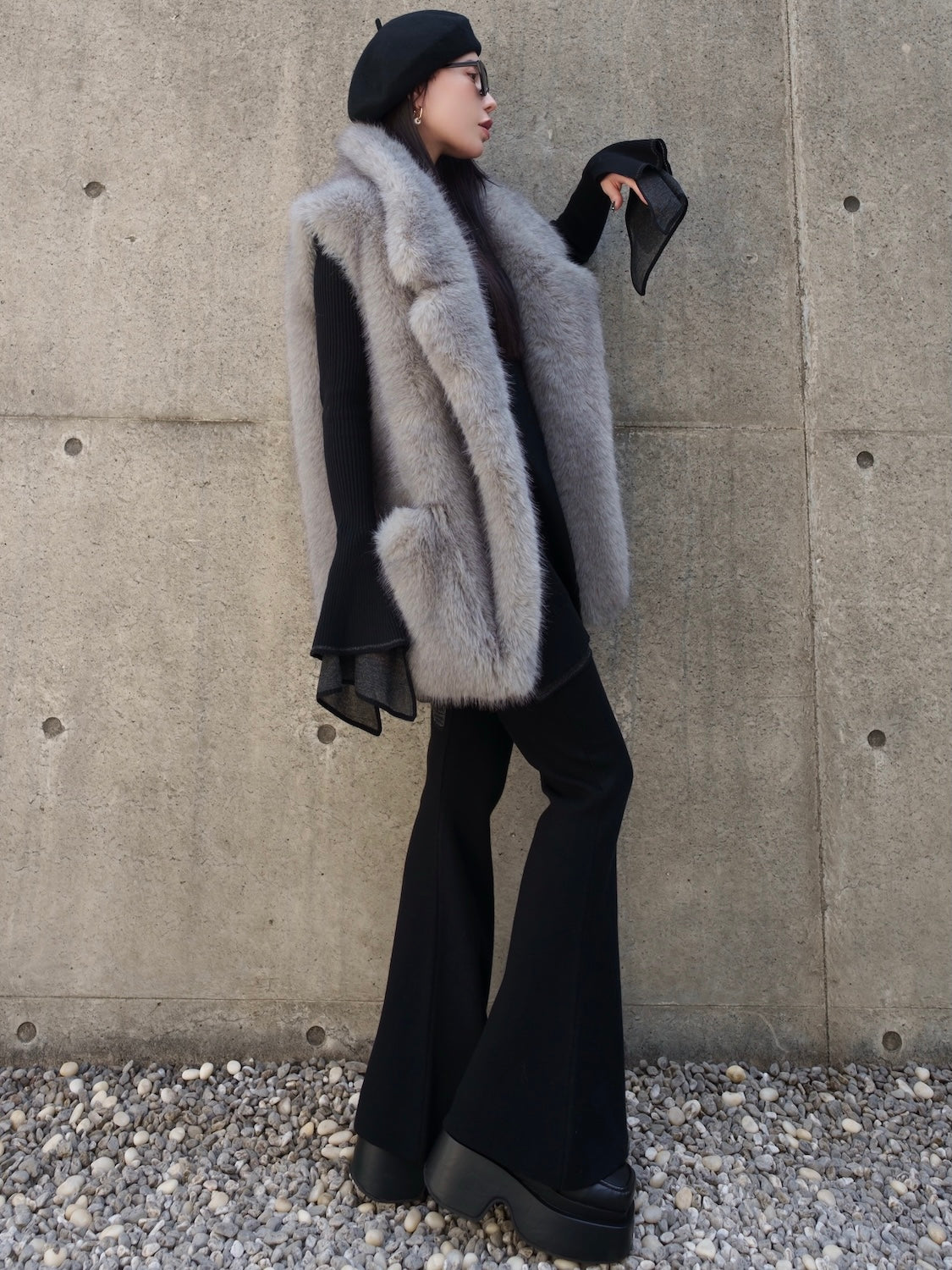 Suede ボンディング Fur ベスト