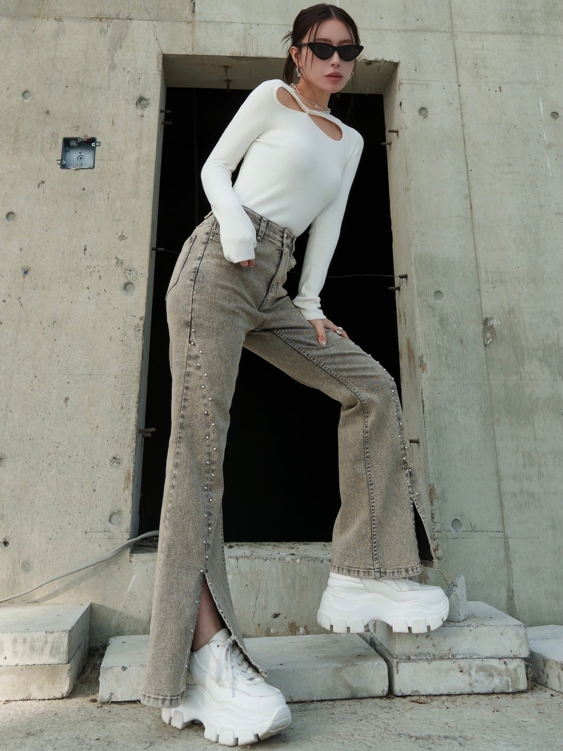 Ring アクセント KNIT トップス