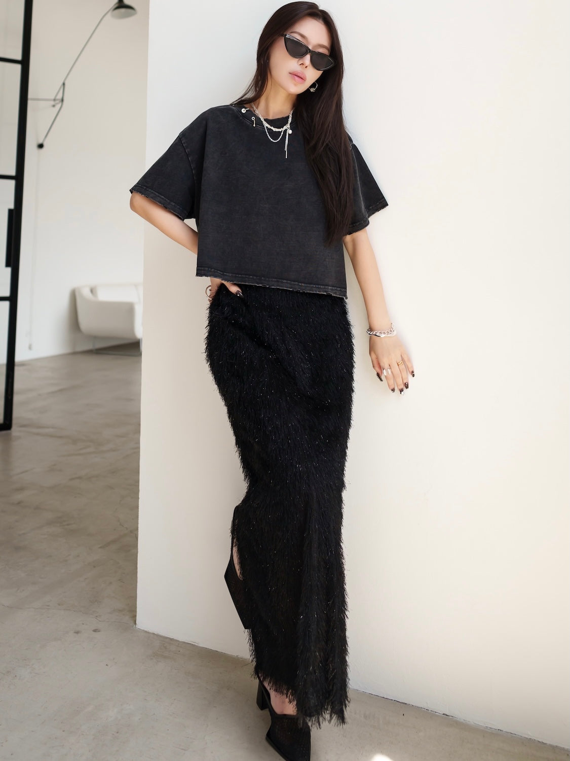 Relax Shaggy Long Skirt