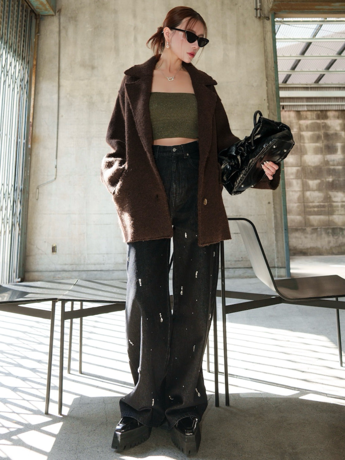 メルトンライク KNIT オーバーコート