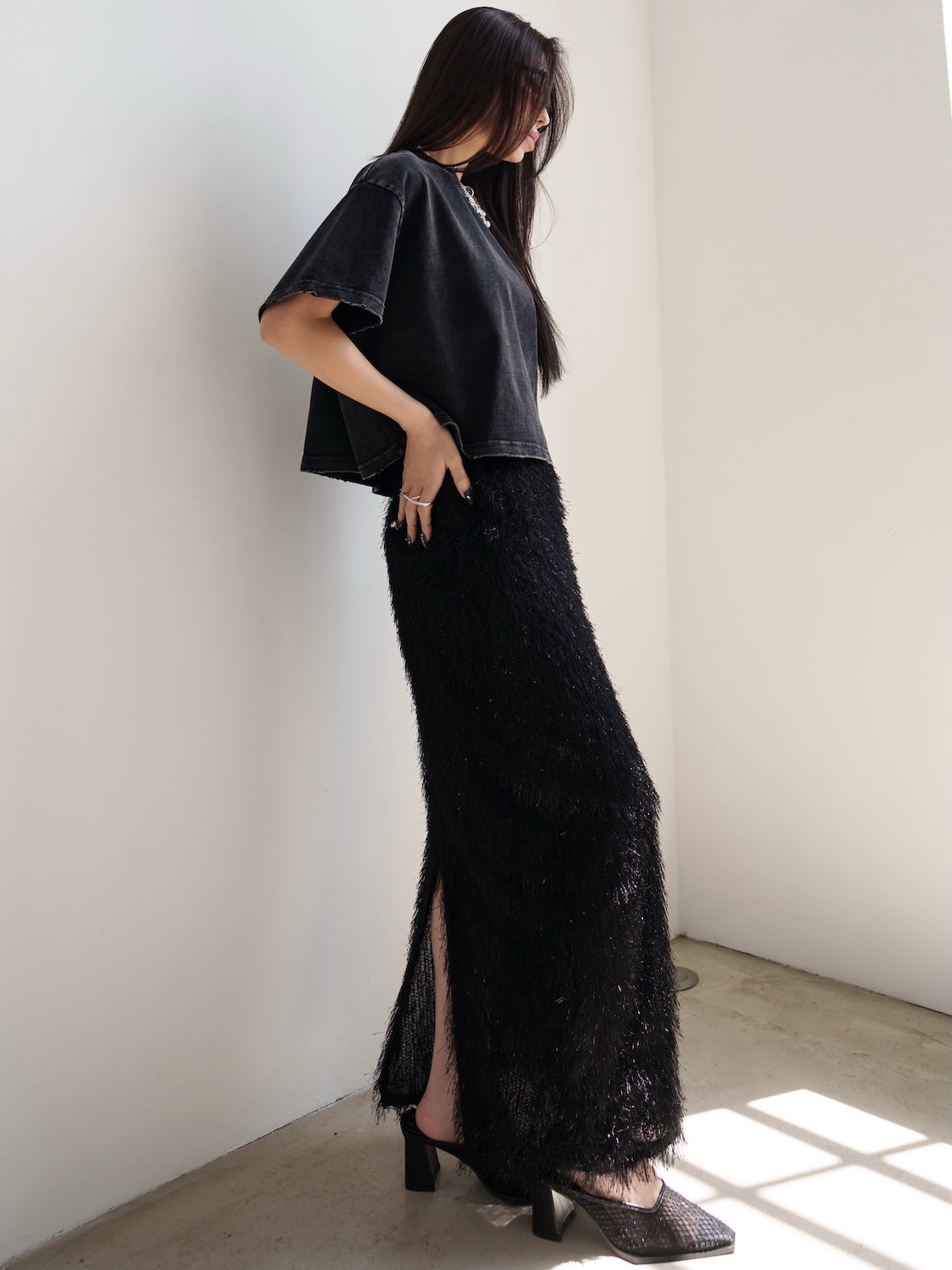 Relax Shaggy Long Skirt