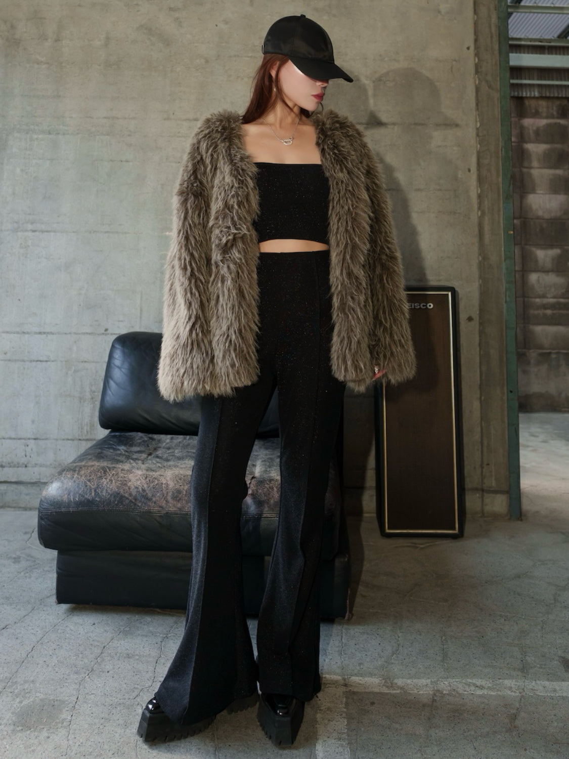 ノーカラー チベット Fur コート