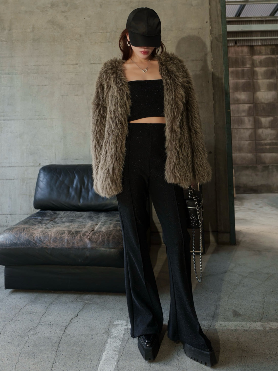 ノーカラー チベット Fur コート