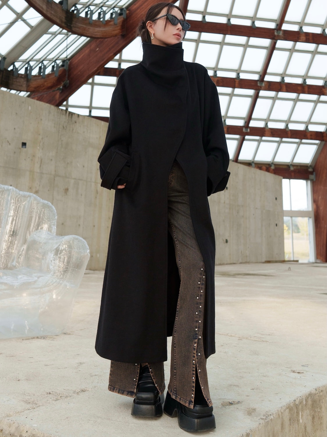 フロントカット スタンド WOOL コート