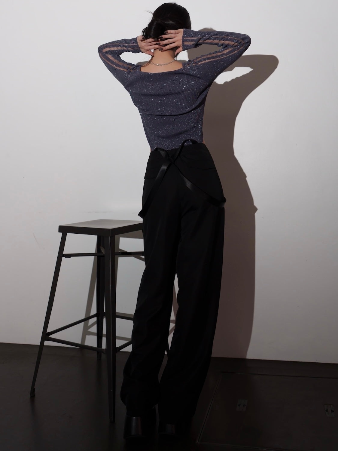 【完売‼️】シアー DOUBLE ライン ラメニット シアー Double ライン ラメニット