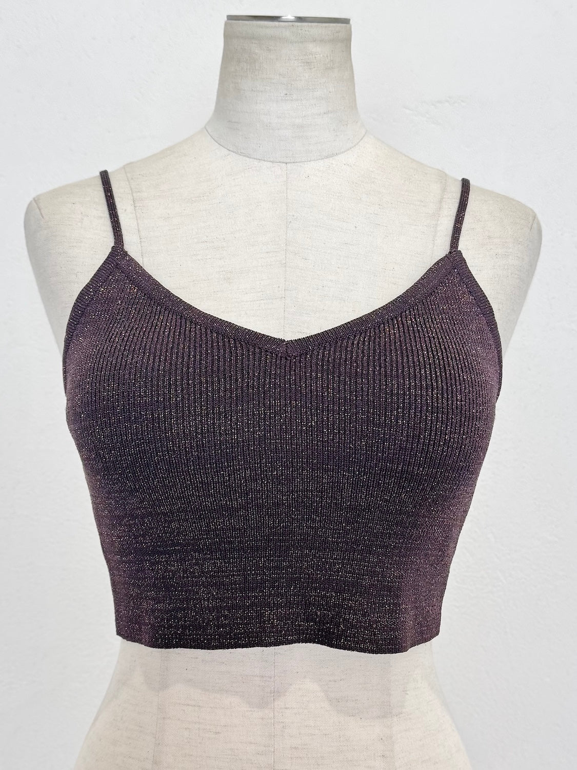 Short]Cup-in ラメ KNITキャミソール