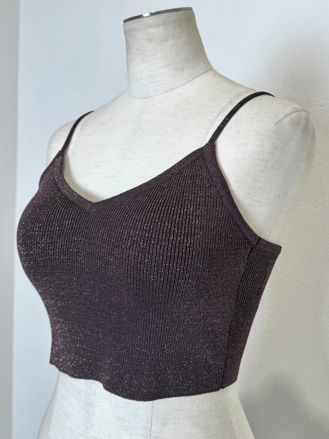 Short]Cup-in ラメ KNITキャミソール