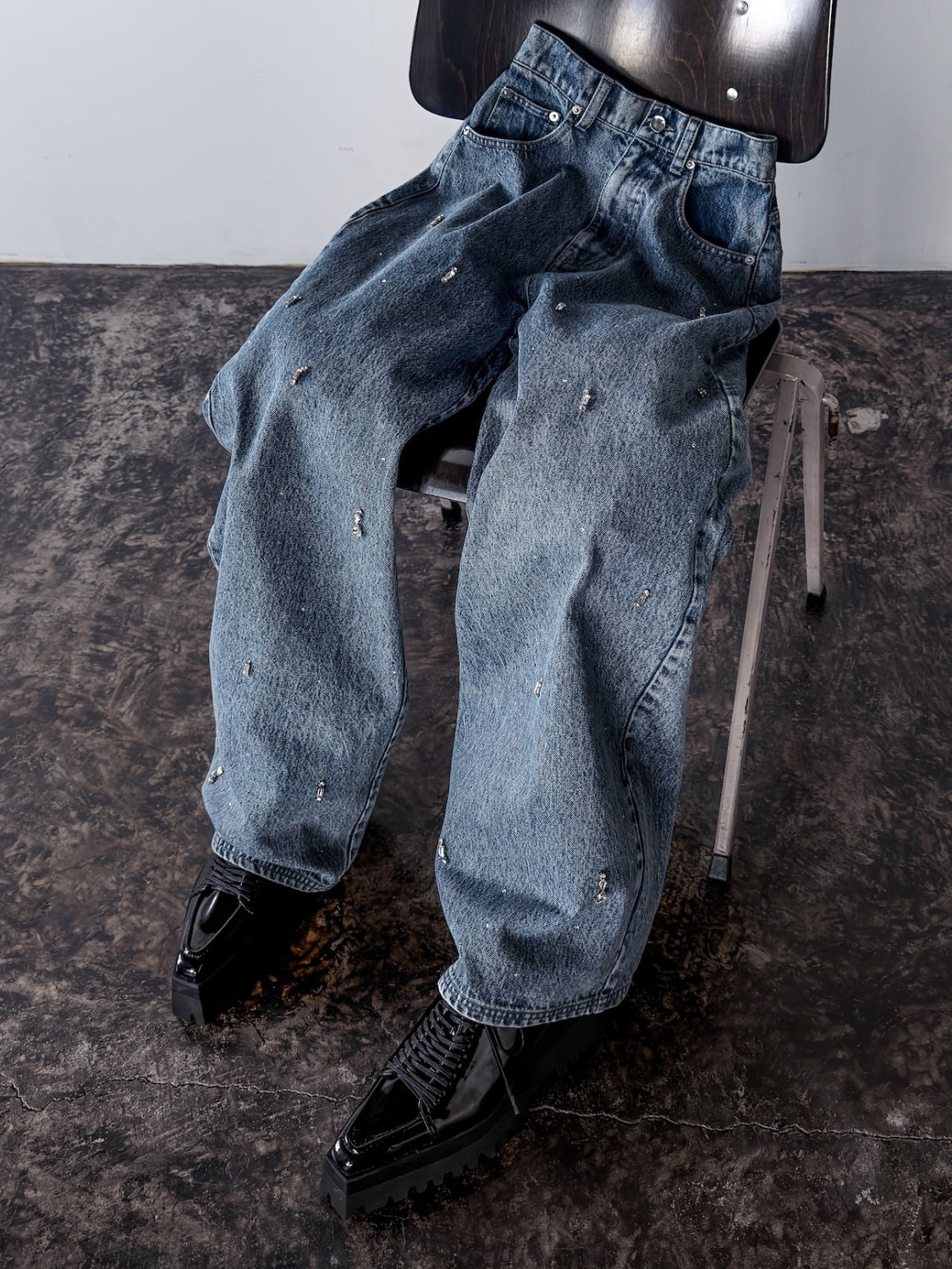 Multi ビジュー ワイド DENIM パンツ