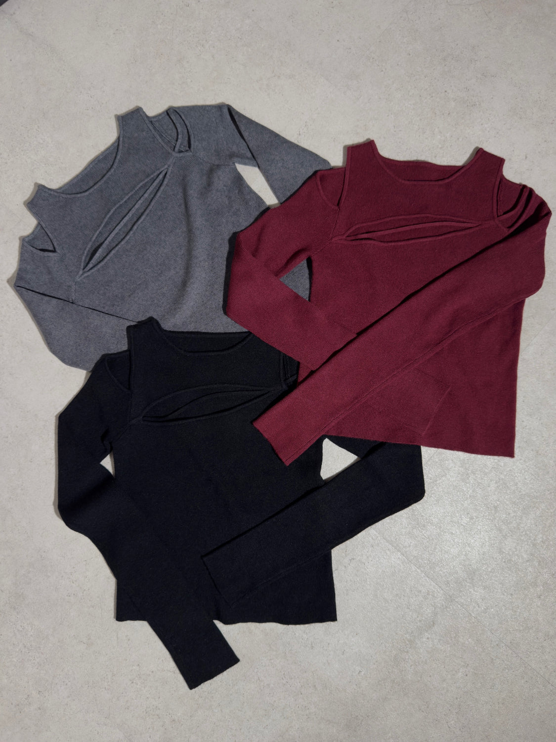 カット ストラップ KNIT ロングスリーブ