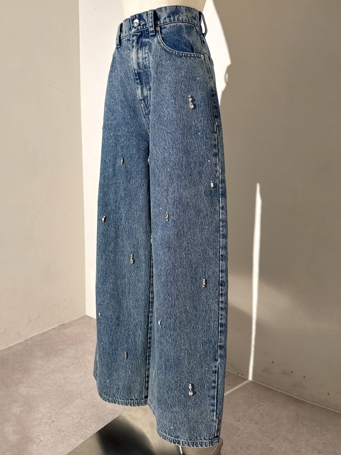 Multi ビジュー ワイド DENIM パンツ