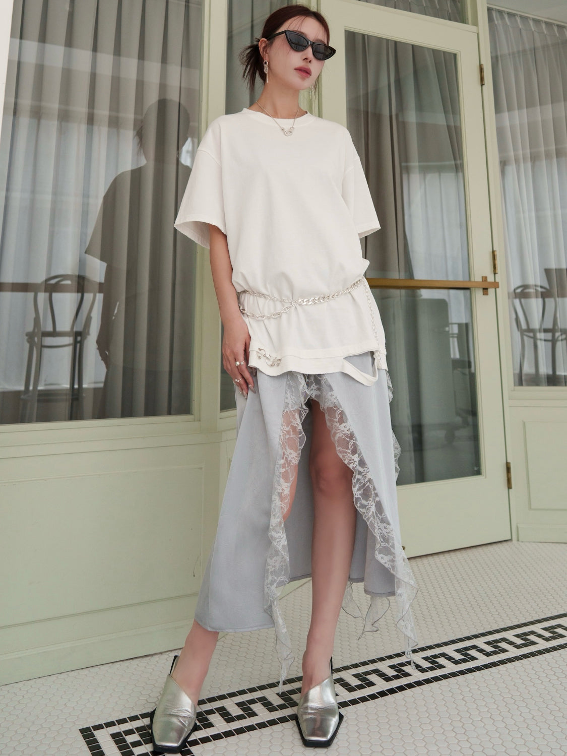 [UNISEX] Washed パヴェドロップ Over TEE