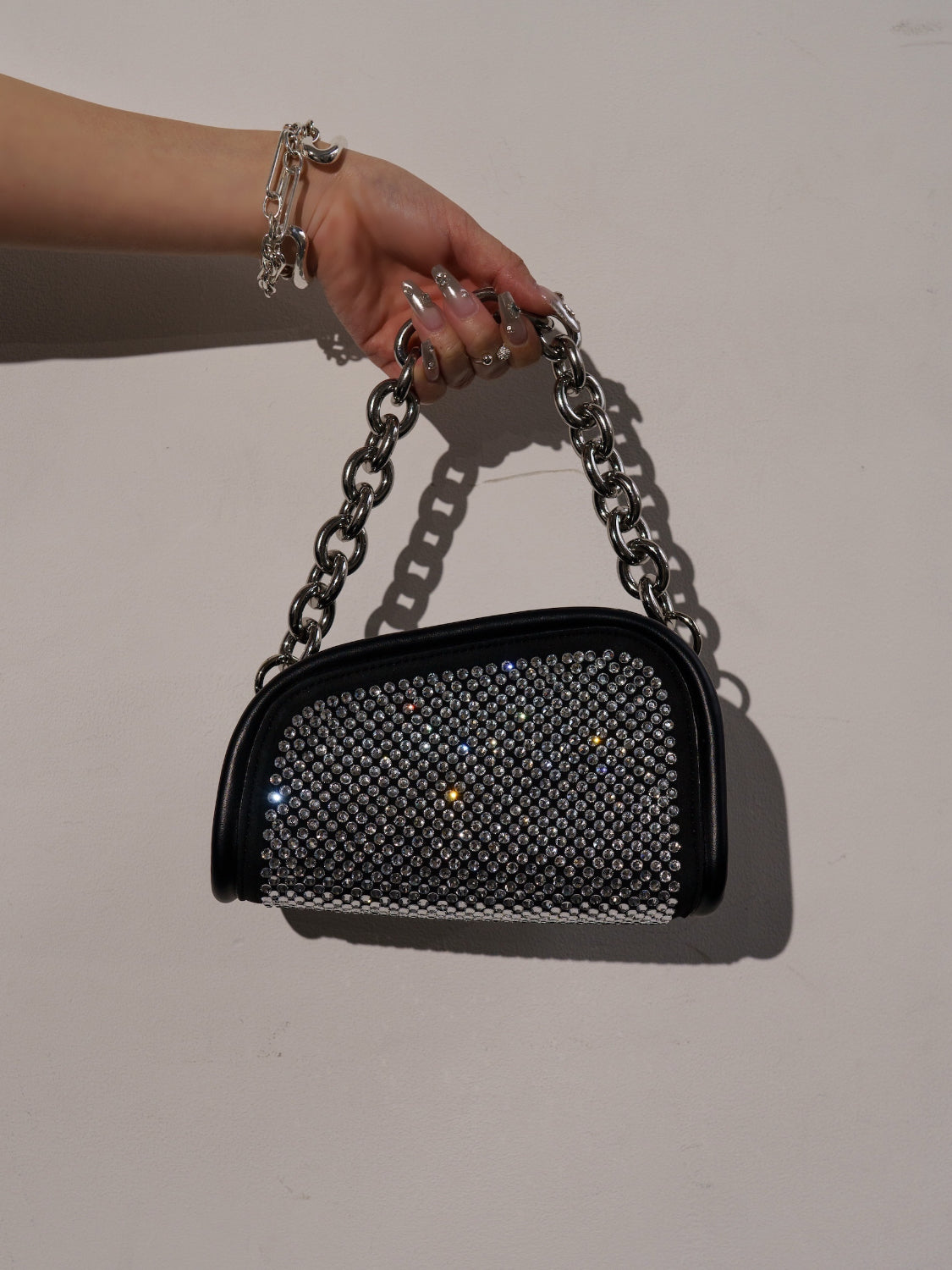 MINI ストーン Chain アシンメトリー バッグ
