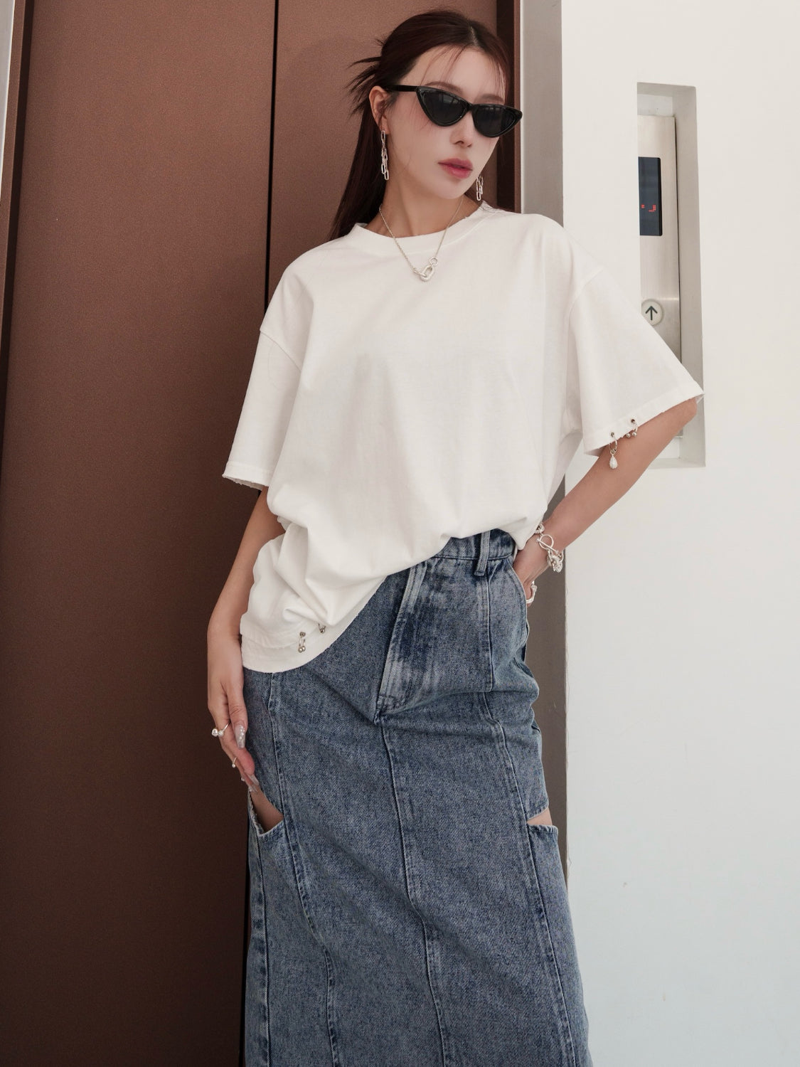 [UNISEX] Washed パヴェドロップ Over TEE