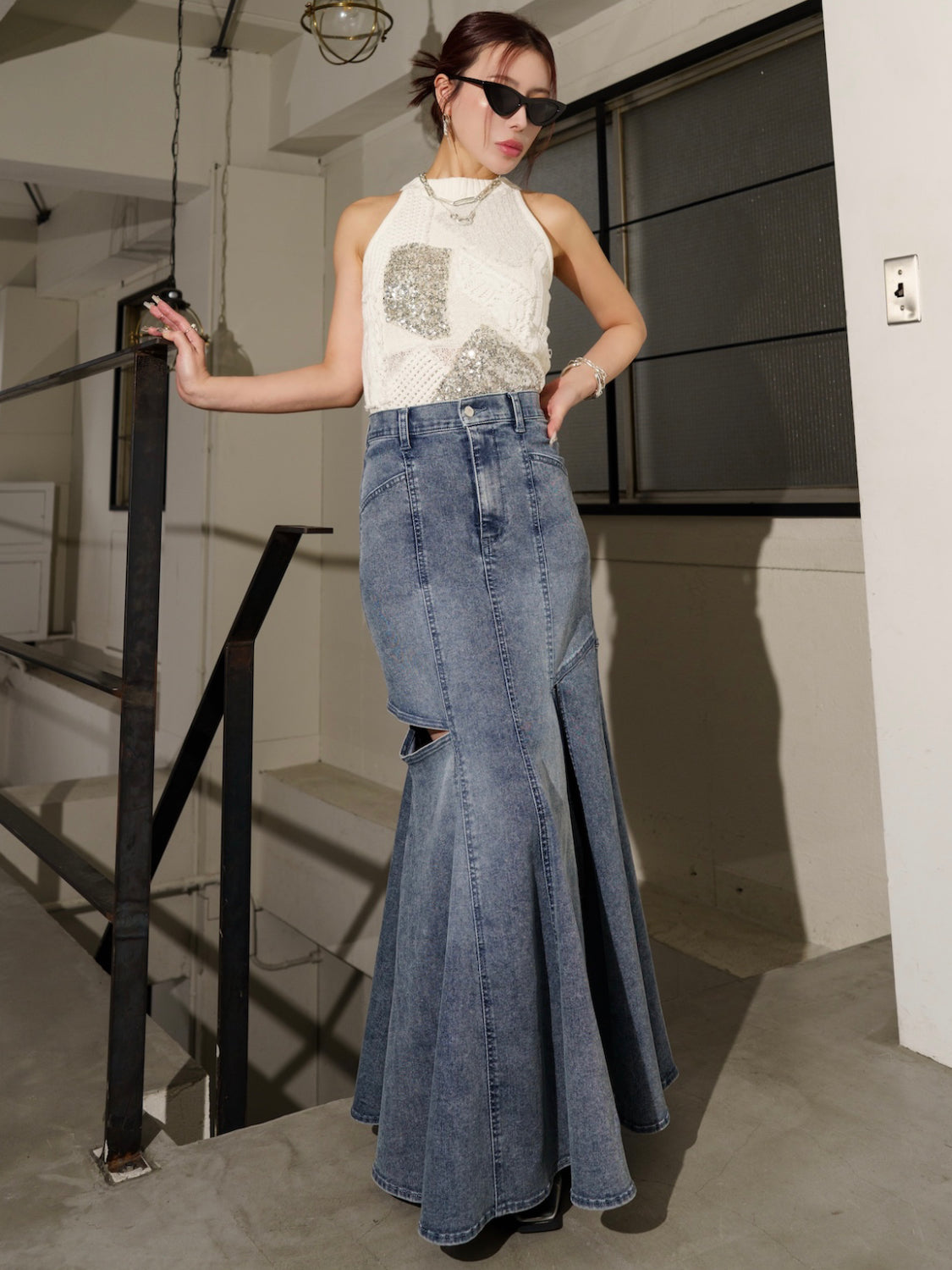 サイドホール マーメイド DENIMスカート