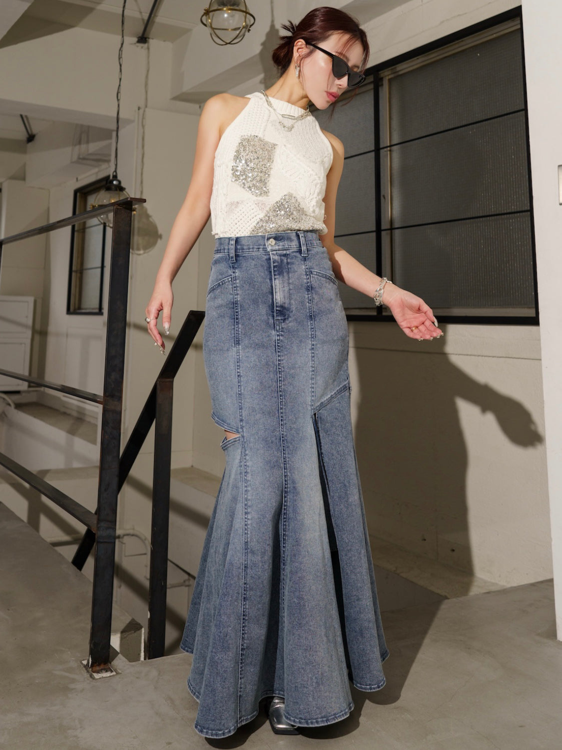 サイドホール マーメイド DENIMスカート