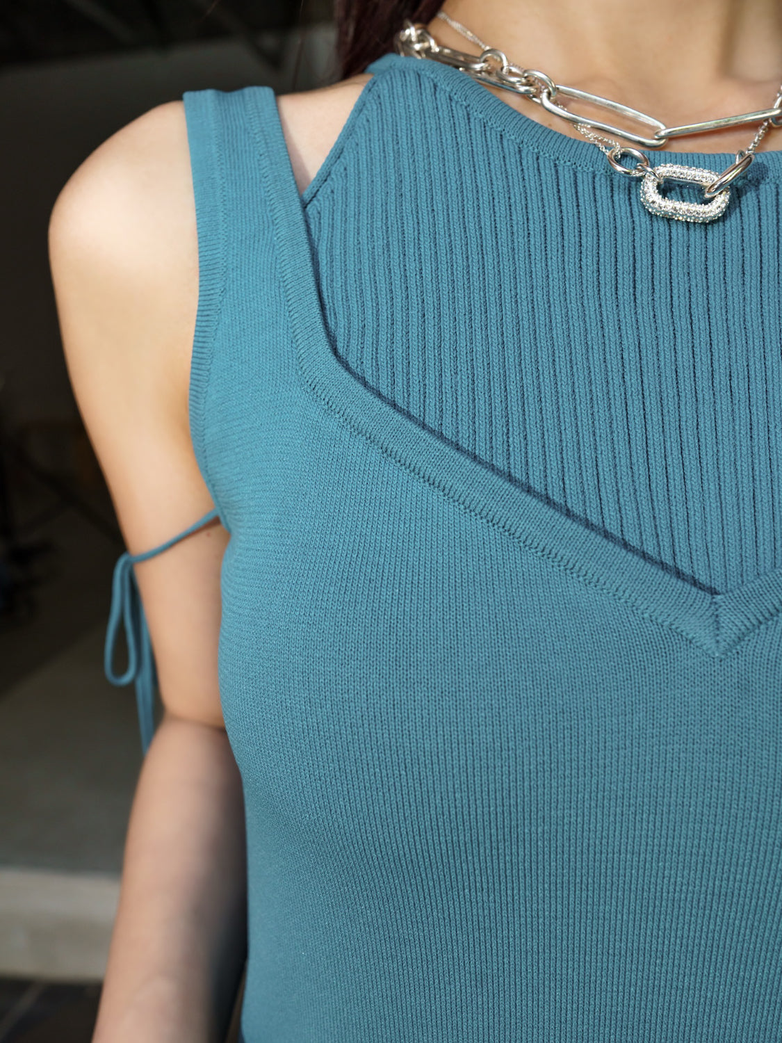 ストラップ レイヤーライク KNIT ワンピース