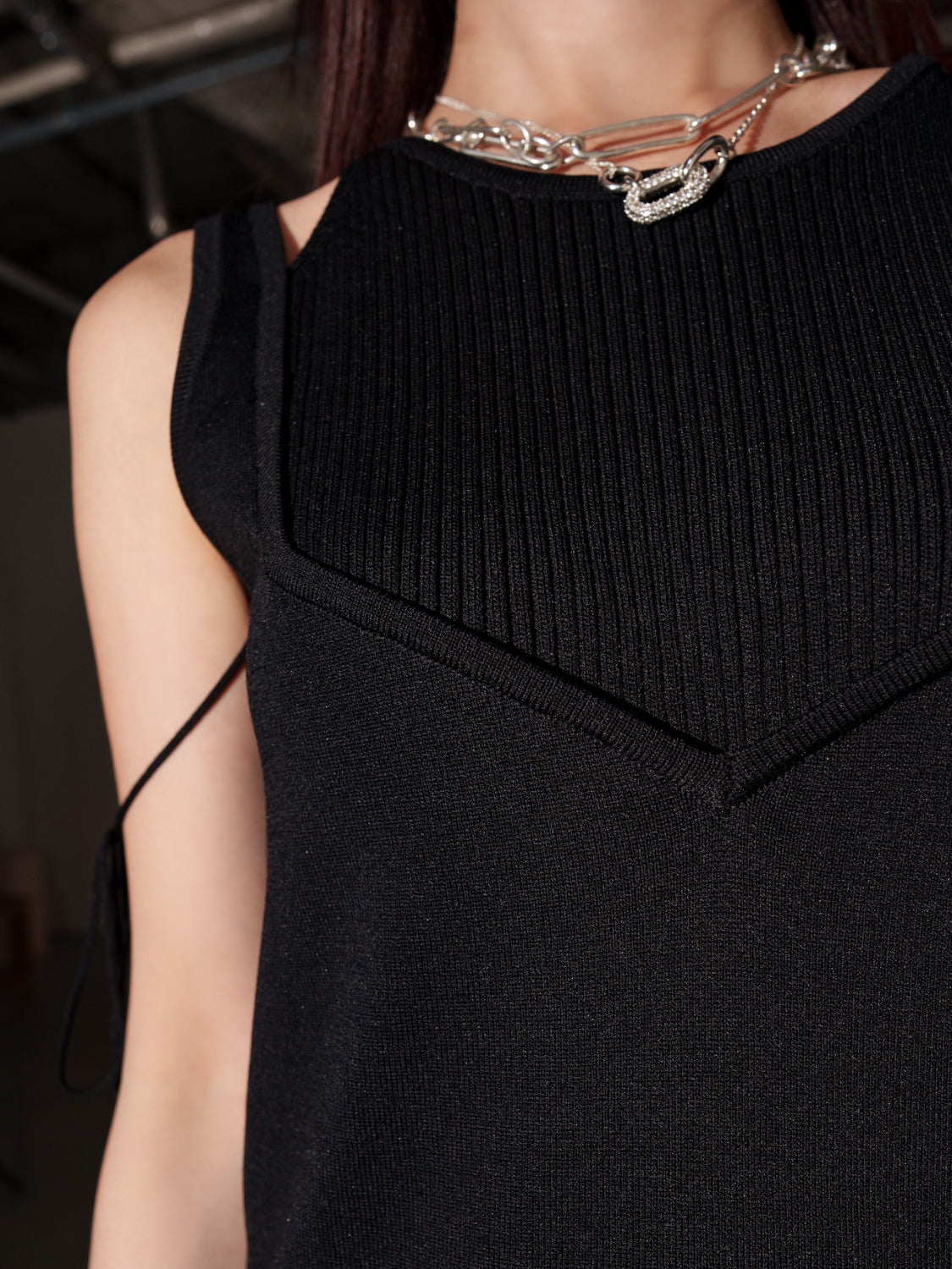 ストラップ レイヤーライク KNIT ワンピース