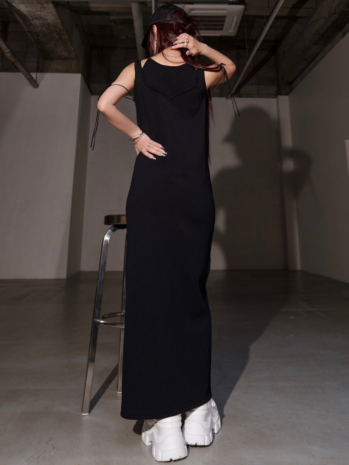 ストラップ レイヤーライク KNIT ワンピース