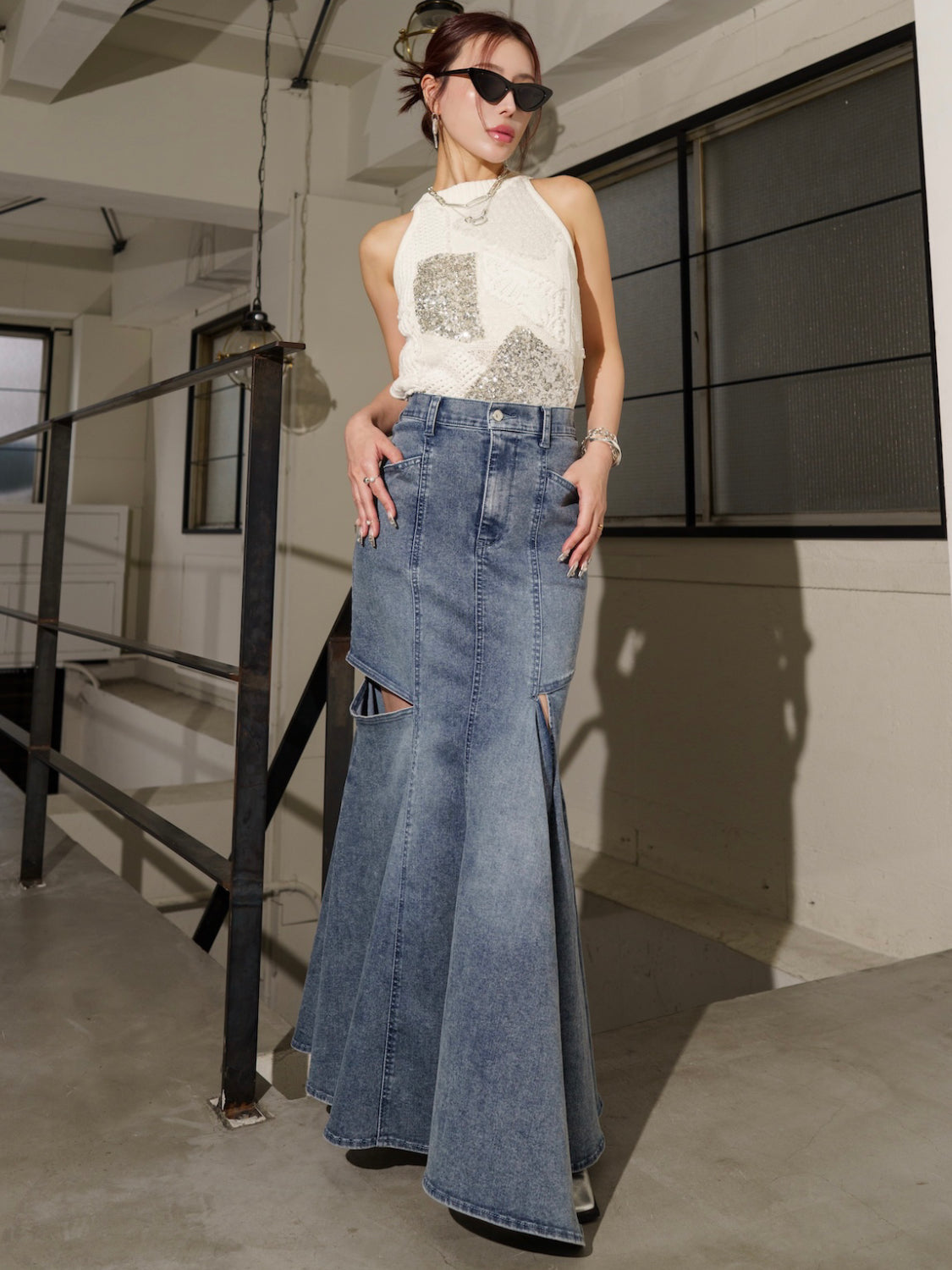 サイドホール マーメイド DENIMスカート