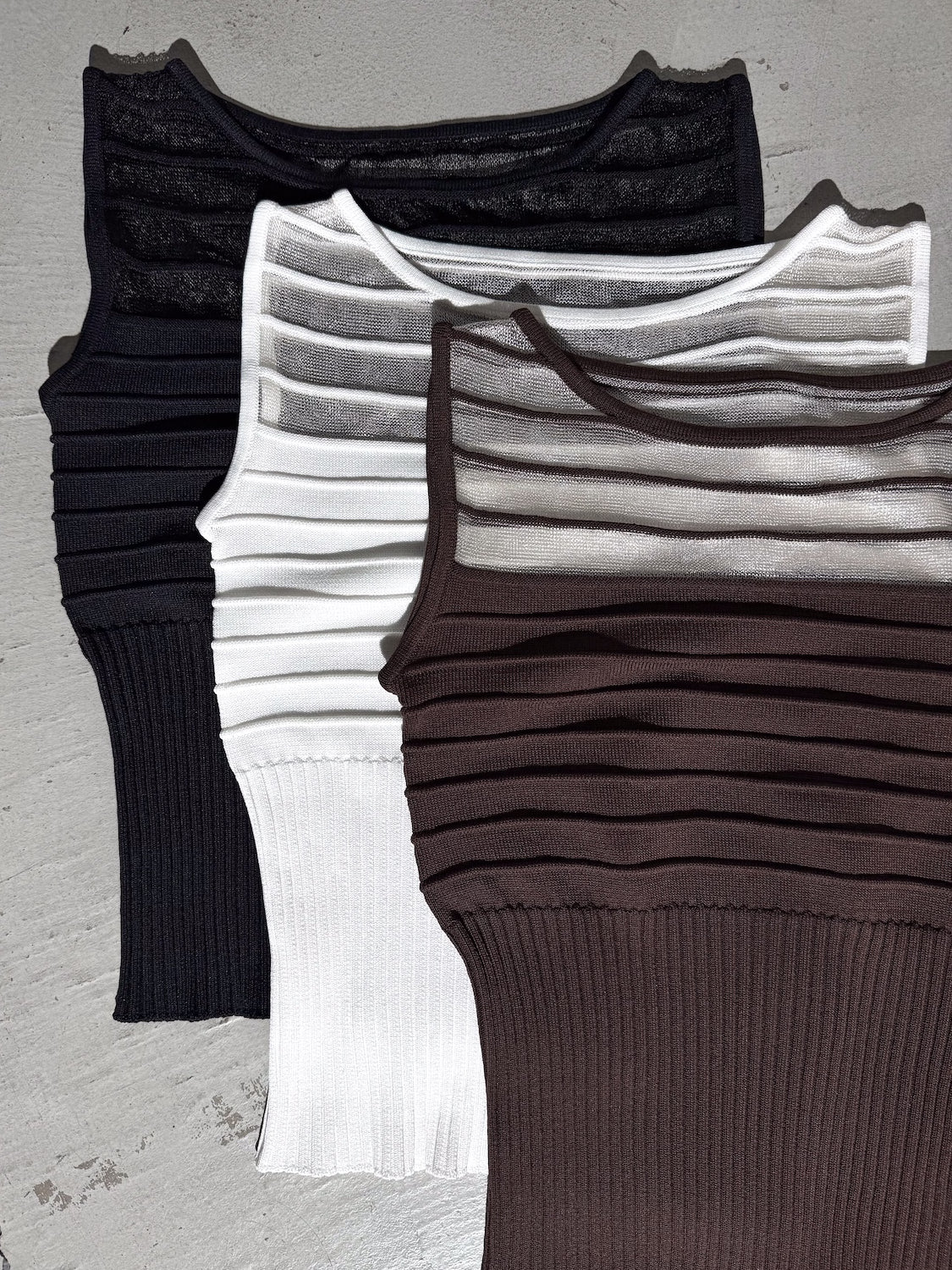 ノースリーブ Rib シアー KNIT トップス