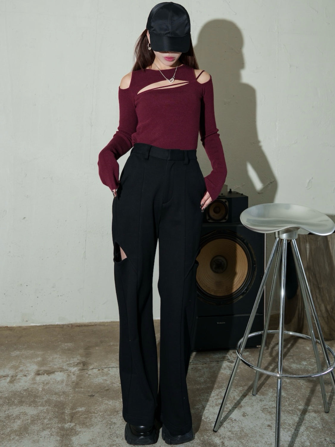 カット ストラップ KNIT ロングスリーブ