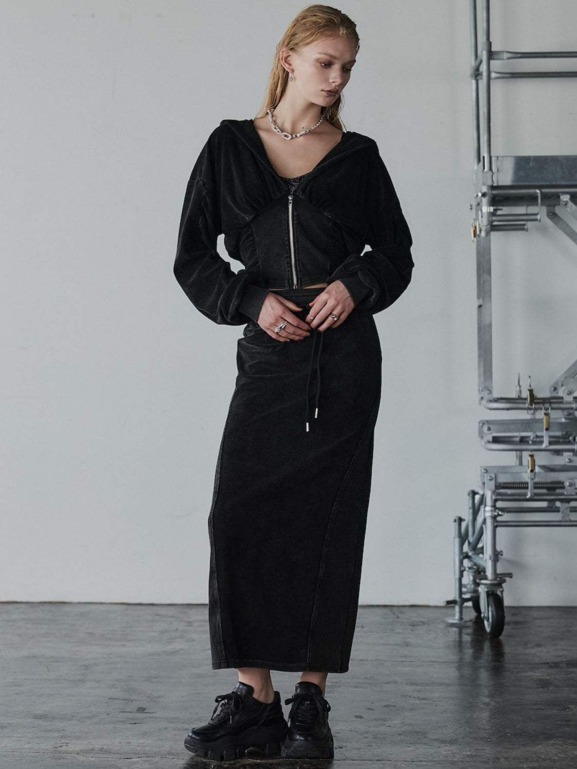 ピグメント パイル & リブ フーディー Set up