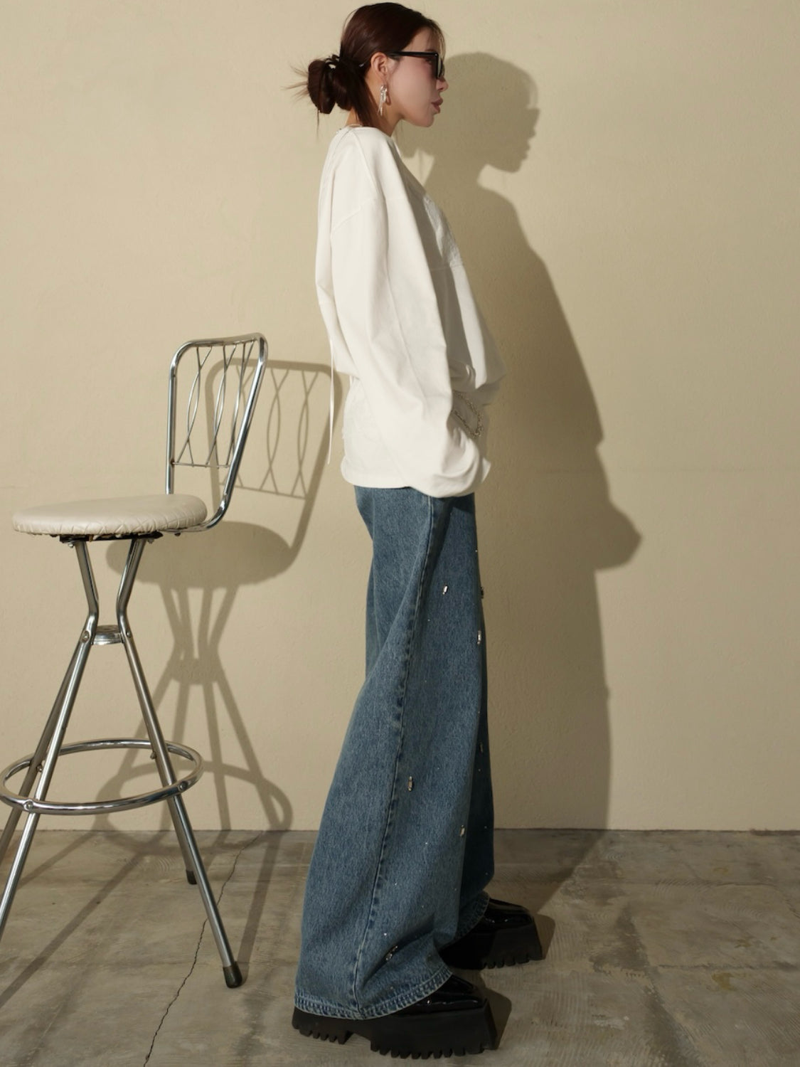 Washed レースビスチェ ロング Tシャツ