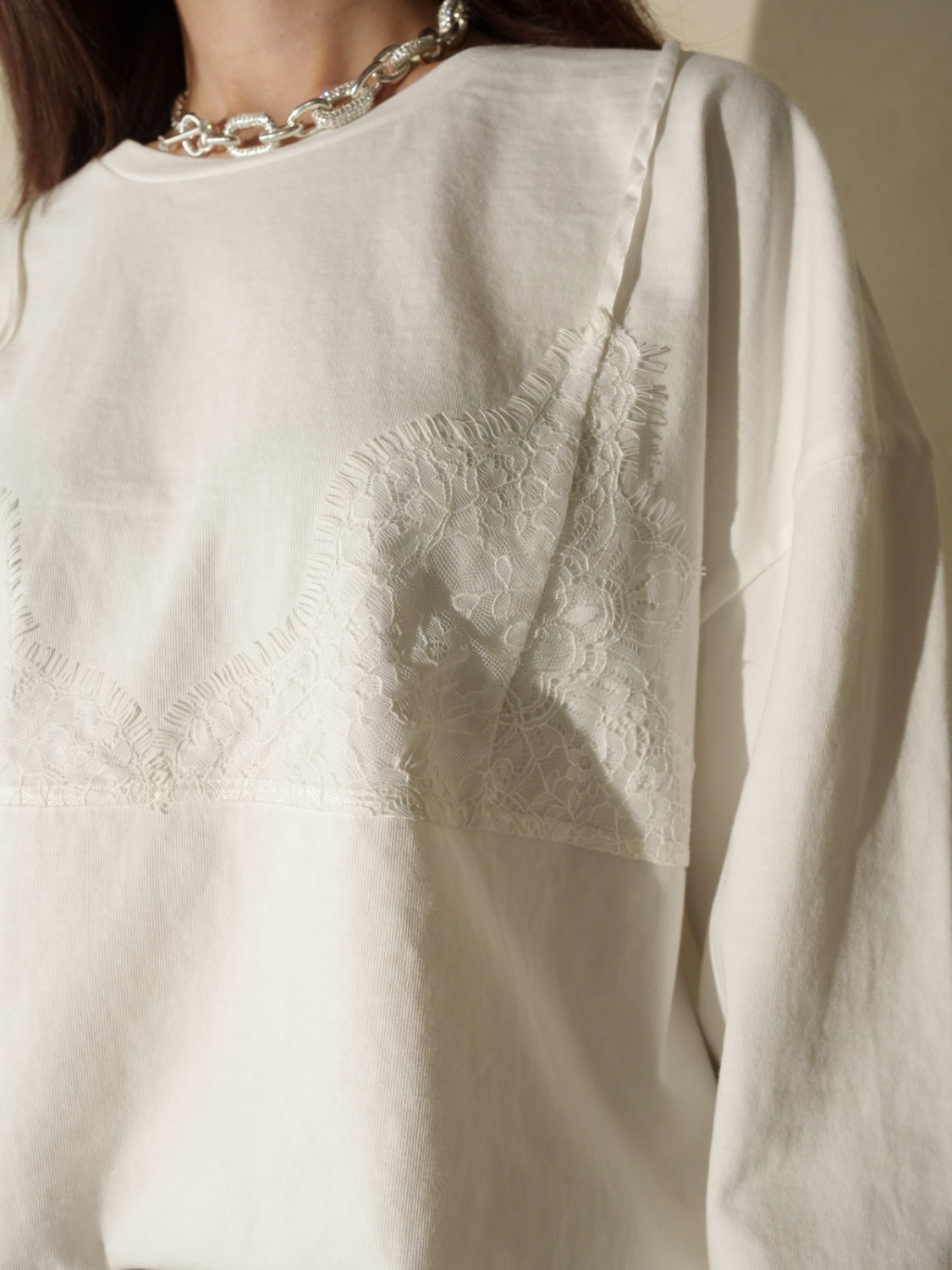 Washed レースビスチェ ロング Tシャツ