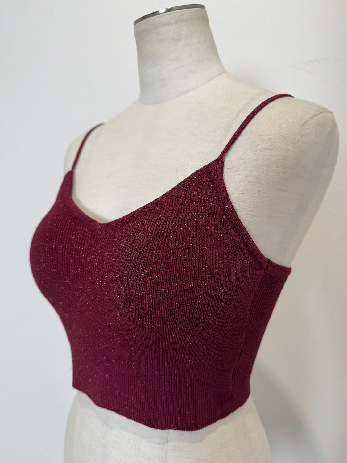 Short]Cup-in ラメ KNITキャミソール