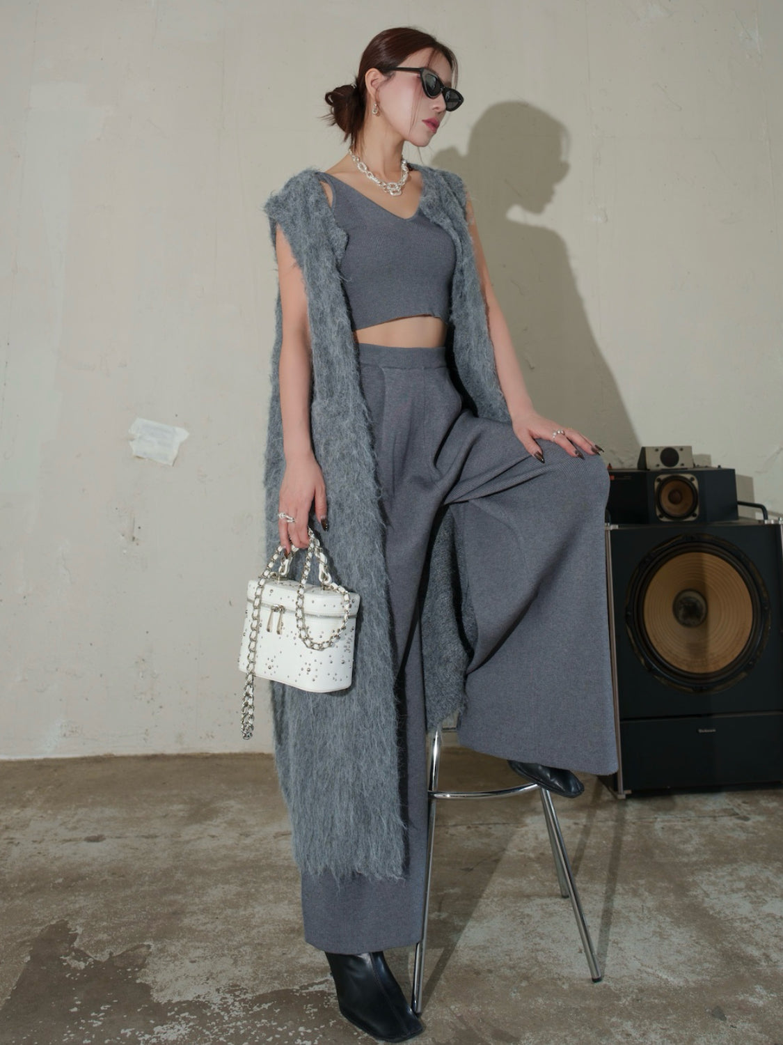 3ピース ロングジレ KNIT セットアップ