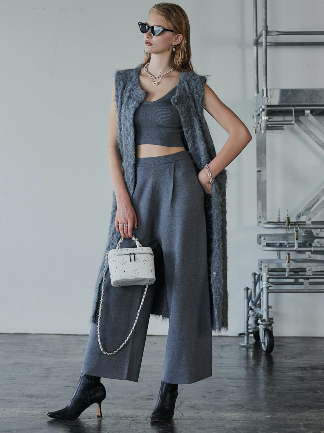 3ピース ロングジレ KNIT セットアップ