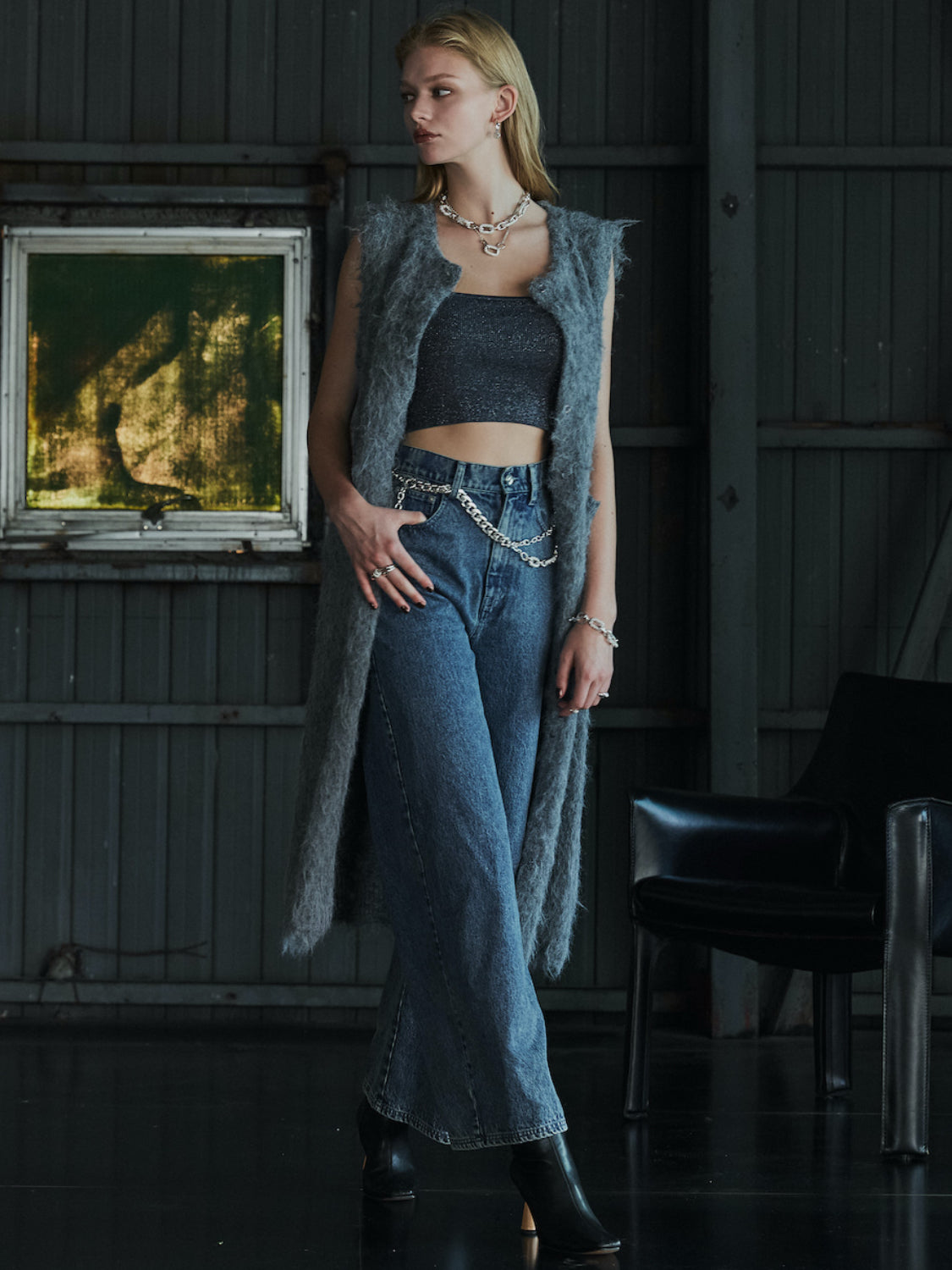 3ピース ロングジレ KNIT セットアップ