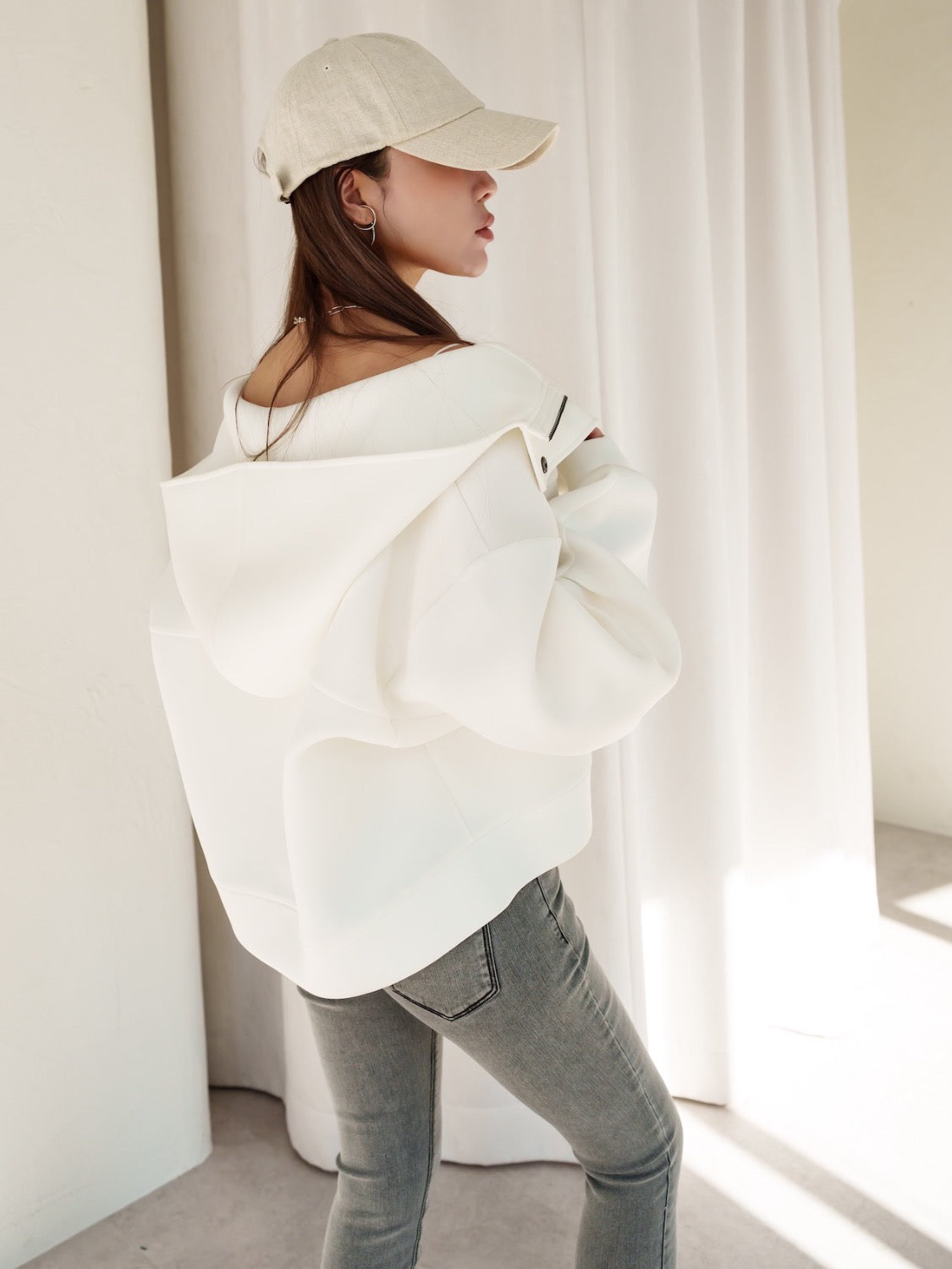 Glam Lips ボンディング FULL-ZIP フーディー ホワイト