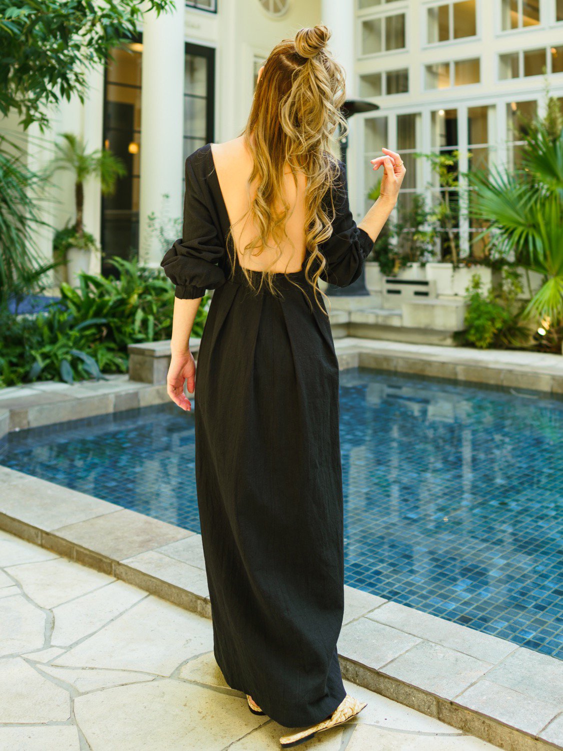 Square Back Linen One-piece
