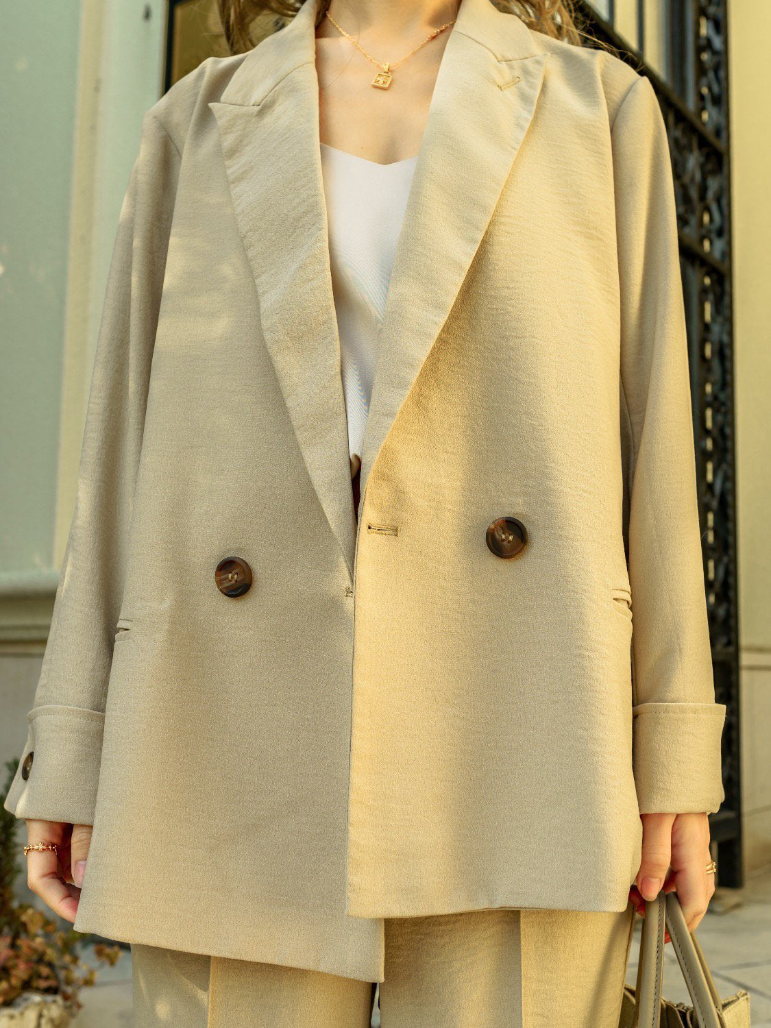 Georgette Pale Color Single Brest Jacket