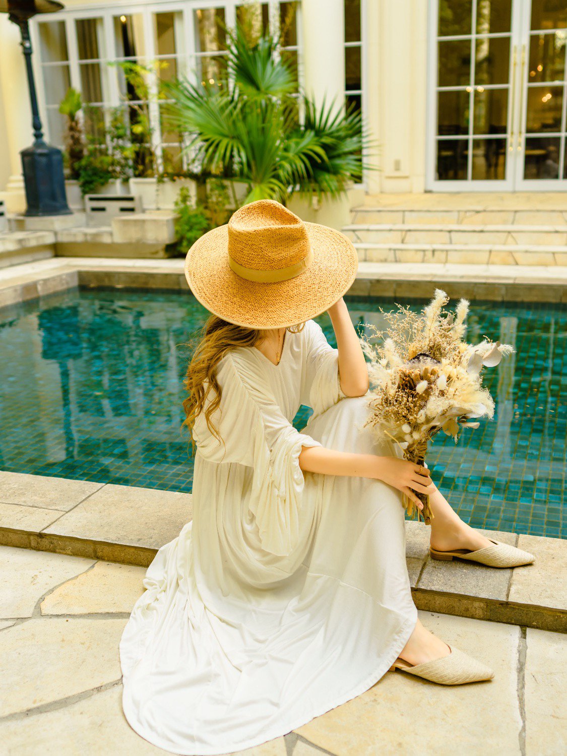 Gather Sleeve Both-V Relax Dress One-piece