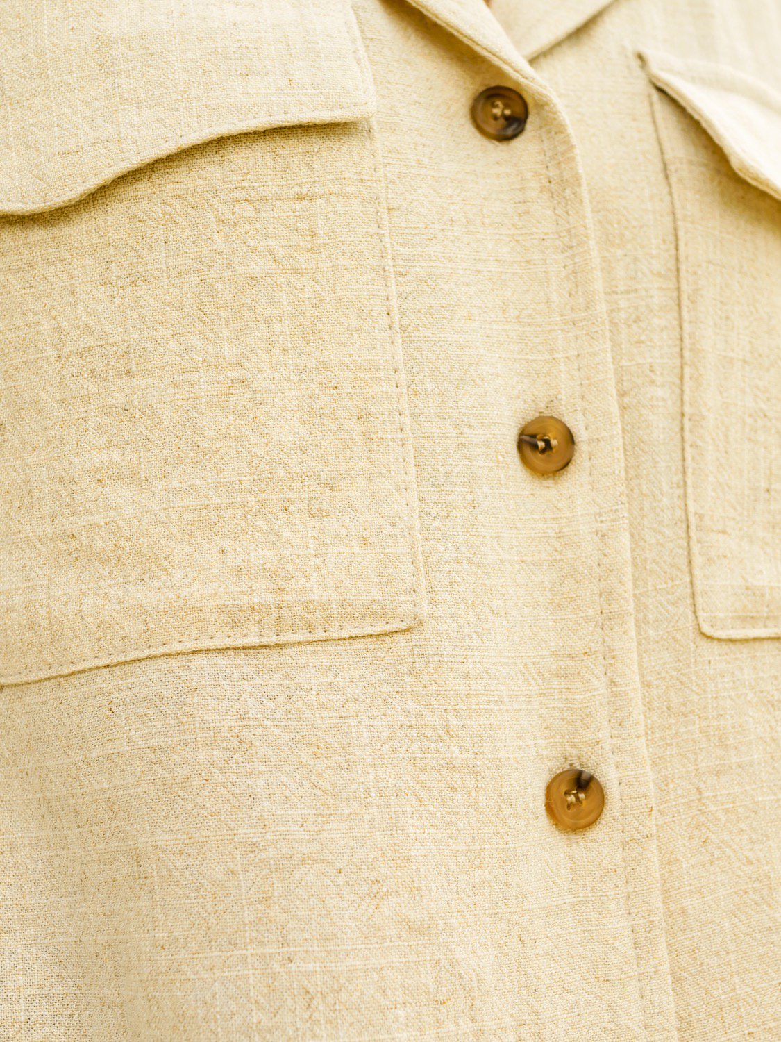 Open-collar Linen Short Shirt